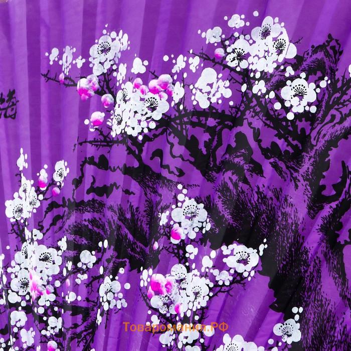 Веер бамбук, текстиль h=120 см "Сакура" фиолетовый