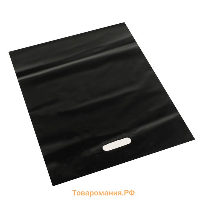 Пакет полиэтиленовый с вырубной ручкой, чёрный, 40 х 50 см, 60 мкм