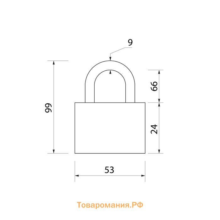 Замок навесной, тип 7, 52×95 мм, 3 ключа