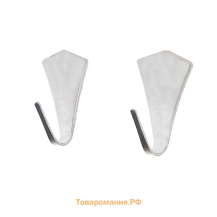Крючки самоклеящиеся SAVANNA «Кристалл», 2 шт., металл, 4.4×3×2 см, хромированные