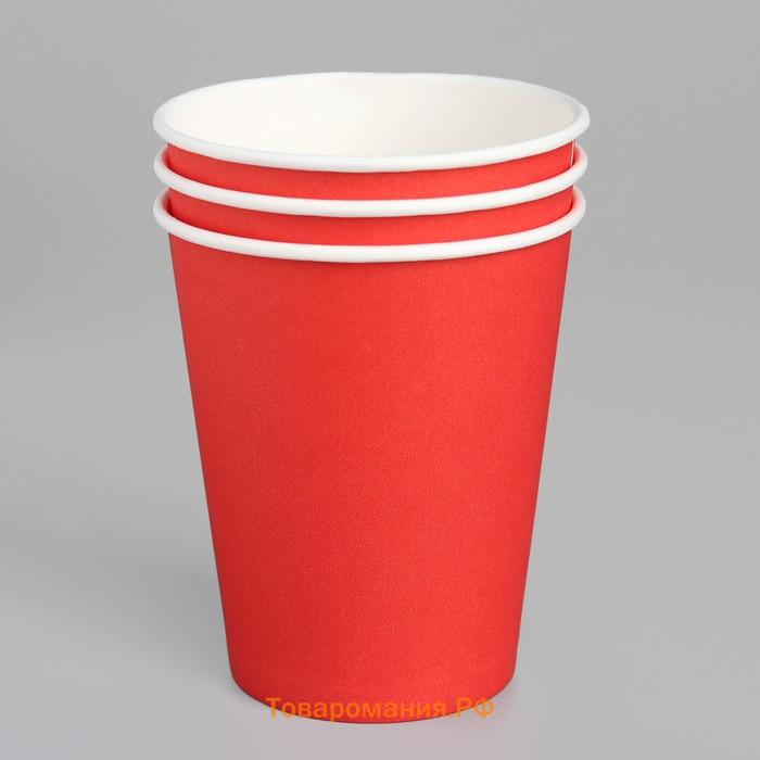 Стакан бумажный бумажный "Красный" для горячих напитков, 250 мл, диаметр 80 мм