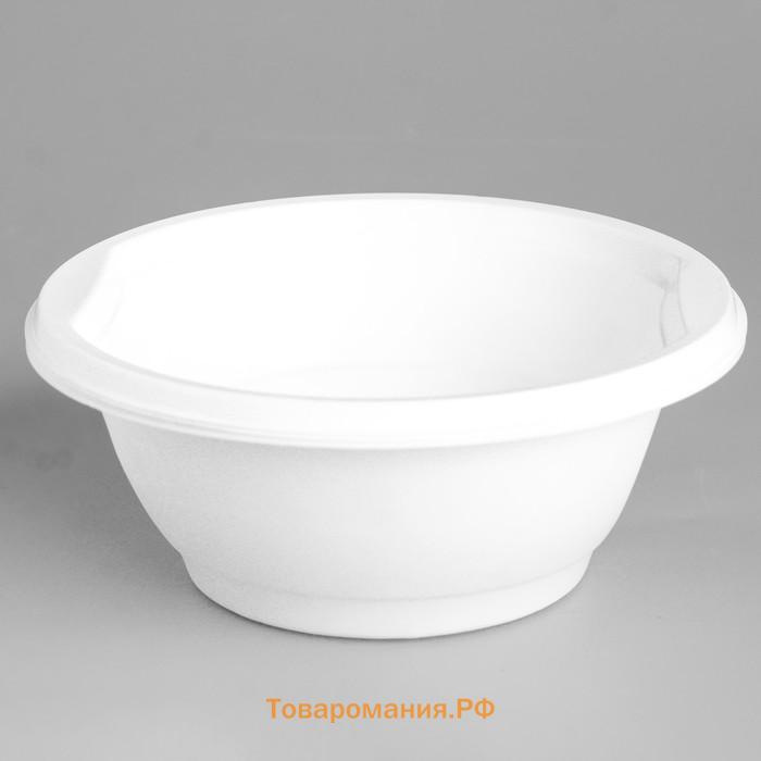 Тарелка суповая одноразовая "Белая" глубокая, 475 мл