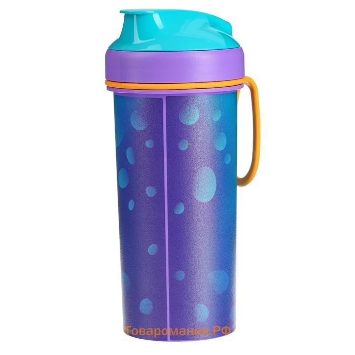 Бутылочка детская с декором и петлей, 400мл, цвет голубой