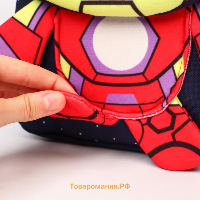Рюкзак детский для мальчика на молнии с карманом, текстиль, 22 см × 13 см × 28 см «Железный человек», Мстители