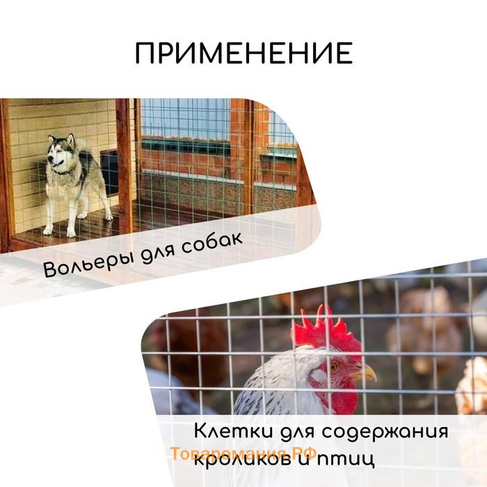 Сетка плетёная с ПВХ покрытием, 5×1 м, ячейка 25×25 мм, d=0.9 мм, металл, Greengo