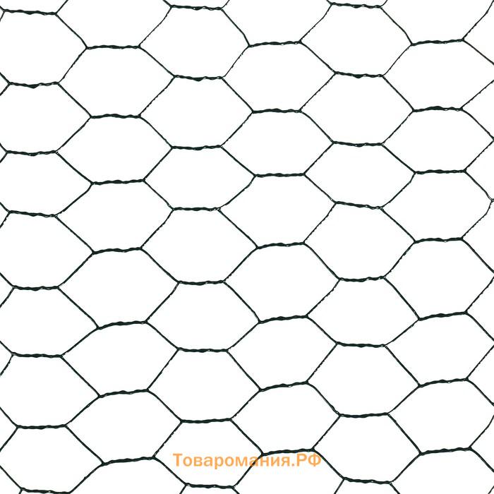 Сетка плетёная с ПВХ покрытием, 5×1 м, ячейка 25×25 мм, d=0.9 мм, металл, Greengo