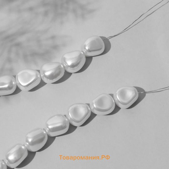 Бусины пластиковые на нити «Жемчуг», 1.6×1.4×1 см, набор 70 шт., белые