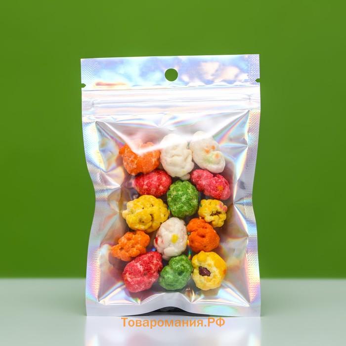 Пакет Zip-lock ПЭТ, иридисцентный, со сплошным окном, плоский, еврослот 8×12 см