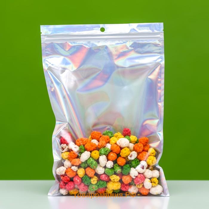 Пакет Zip-lock ПЭТ, иридисцентный, со сплошным окном, плоский, еврослот 20×30 см