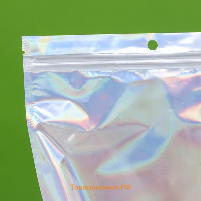 Пакет Zip-lock ПЭТ, иридисцентный, со сплошным окном, плоский, еврослот 20×30 см
