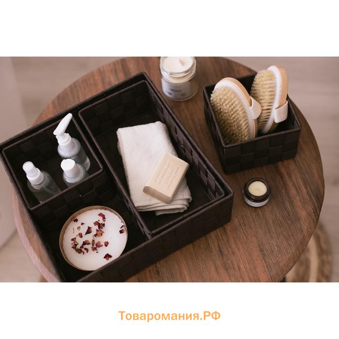 Корзины для хранения LaDо́m, 4 шт., ручное плетение, коричневые