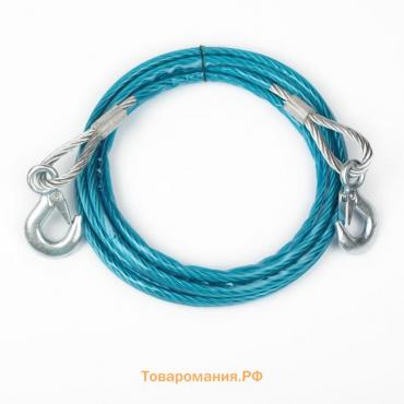 Трос буксировочный TORSO, металлический в ПВХ оплётке, 4 м, 7 тонн, 2 крюка