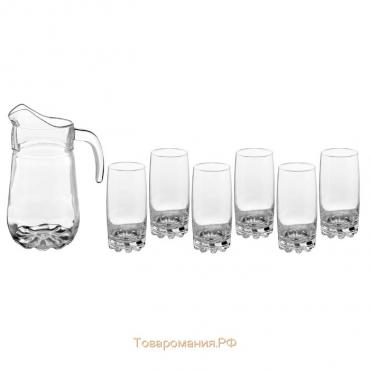 Набор питьевой стеклянный Sylvana, графин 1,35 л, стаканы 385 мл, 6 шт