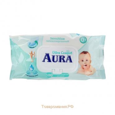 Влажные салфетки Aura Ultra Comfort, детские, гипоаллергенные, 100 шт.