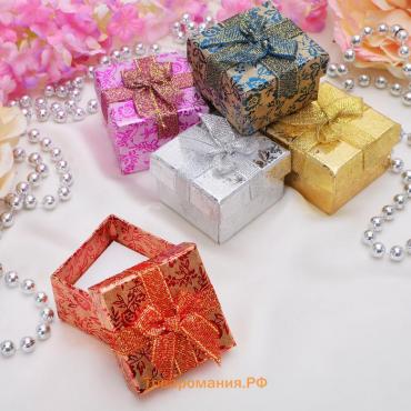 Коробочка подарочная под кольцо «Розы блестящие» с бантом, 5×5 (размер полезной части 4,3×4,3 см), цвет МИКС