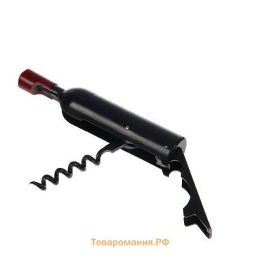 Штопор для вина  «Бутылка», 12×2.5 см, чёрный