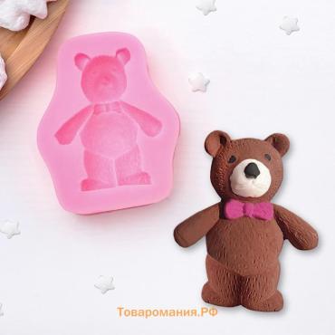Молд  «Мишка», силикон, 8×6.5 см, розовый