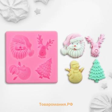 Молд для заливки «Новогодний антураж», силикон, 7.5×7.2 см, розовый