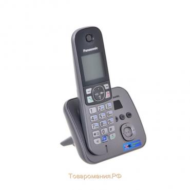 Радиотелефон Panasonic Dect KX-TG6821RUM, автоответчик, АОН, серый металлик