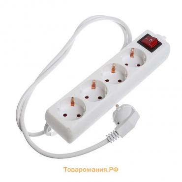 Удлинитель Lighting, 4 розетки, 1,8 м, 10 А, 1300 Вт, 3х0.75 мм2, с з/к, с выкл., Б