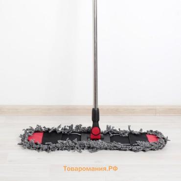 Швабра для мытья пола , плоская, микрофибра букли, железный флаундер, телескопическая стальная ручка, 62×13×84(130) см