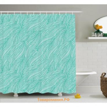 Фотоштора для ванной «Волнистые листы», сатен, размер 180х200 см