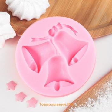 Молд для заливки новогодний «Колокольчики крупные», силикон, 7×7 см, розовый