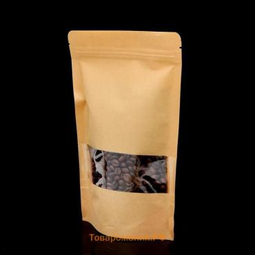 Пакет Zip - lock Крафт с прямоугольным окном 16×26 см