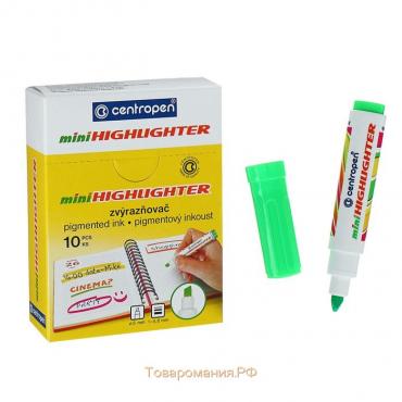 Маркер текстовыделитель, Centropen 8052, 5.0 мм, короткий, зеленый