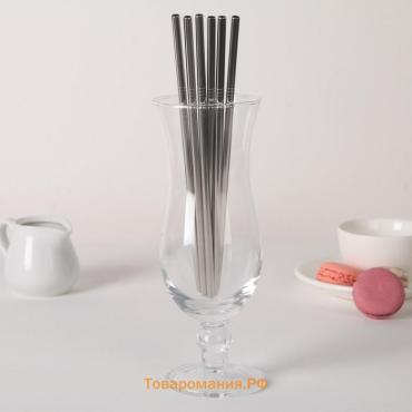 Набор металлических трубочек Straws, 6 шт., 21 см, сталь 304