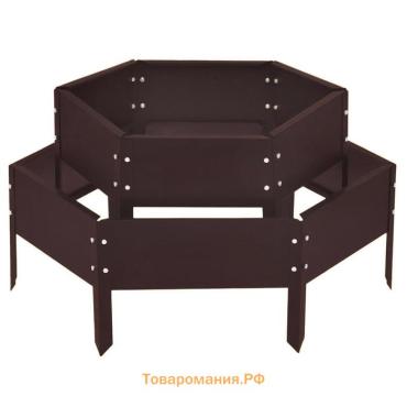 Клумба оцинкованная, 2 яруса, d=60-100 см, высота бортика 30 см, коричневая, Greengo