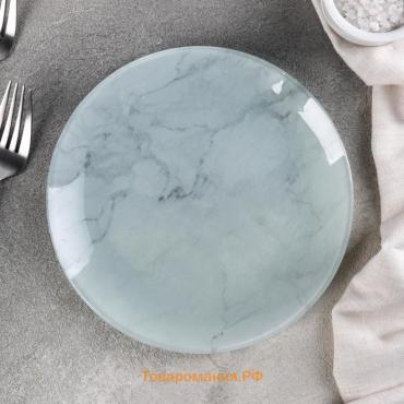 Тарелка стеклянная пирожковая «Марбл белый», d=17,5 см