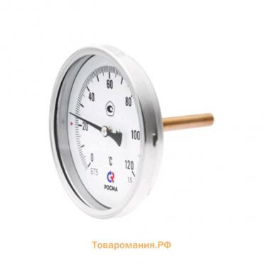 Термометр биметаллический "РОСМА" БТ51, D100, L= 64 мм, G 1/2", 0-160°С, кл. 1,5