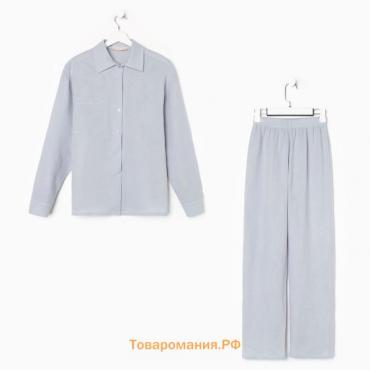 Пижама женская (рубашка и брюки) KAFTAN "Basic" размер 40-42, цвет серо-голубой