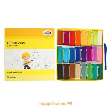 Пластилин 24 цвета 336 г, Гамма "Юный художник", со стеком, картонная упаковка 170820201