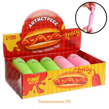 Мялка антистресс тянучка «Сосиска», с песком, в шоубоксе, МИКС