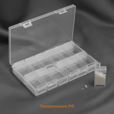 Набор баночек для рукоделия, 24 шт, 1 × 2,5 × 5 см, в контейнере, 18 × 11 × 3 см, цвет прозрачный