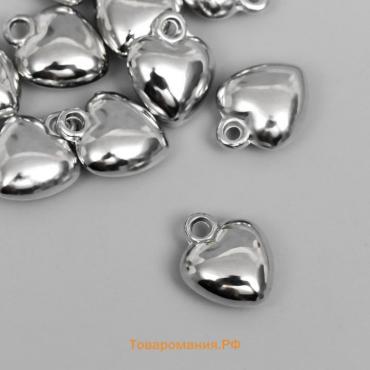 Подвеска "Сердце", цвет серебро 12х15 мм