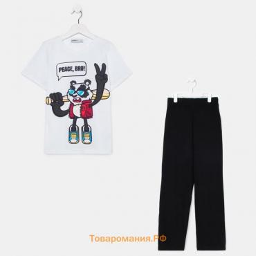 Комплект для мальчика (футболка, брюки) KAFTAN "Hype", рост 134-140, цвет белый/чёрный