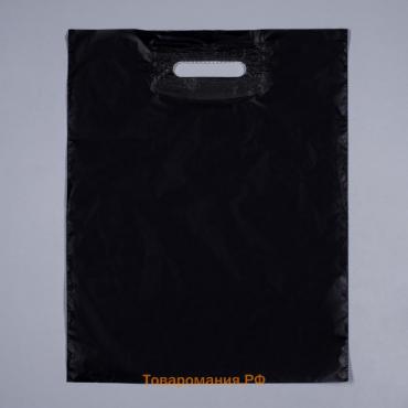 Пакет полиэтиленовый с вырубной ручкой, чёрный, 40 х 50 см, 60 мкм