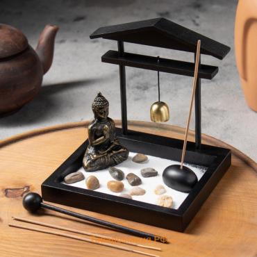 Сад камней с подставкой для благовоний "Будда с колоколом"