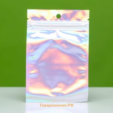 Пакет Zip-lock ПЭТ, иридисцентный, со сплошным окном, плоский, еврослот 8×12 см